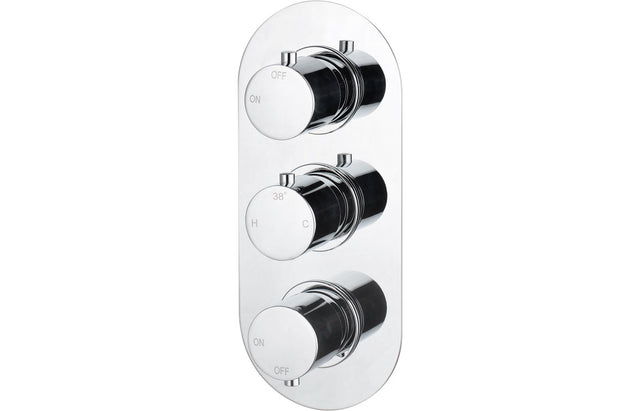 Round Thermostatic Two Outlet Shower Valve - Chrome - Prystine Salinas