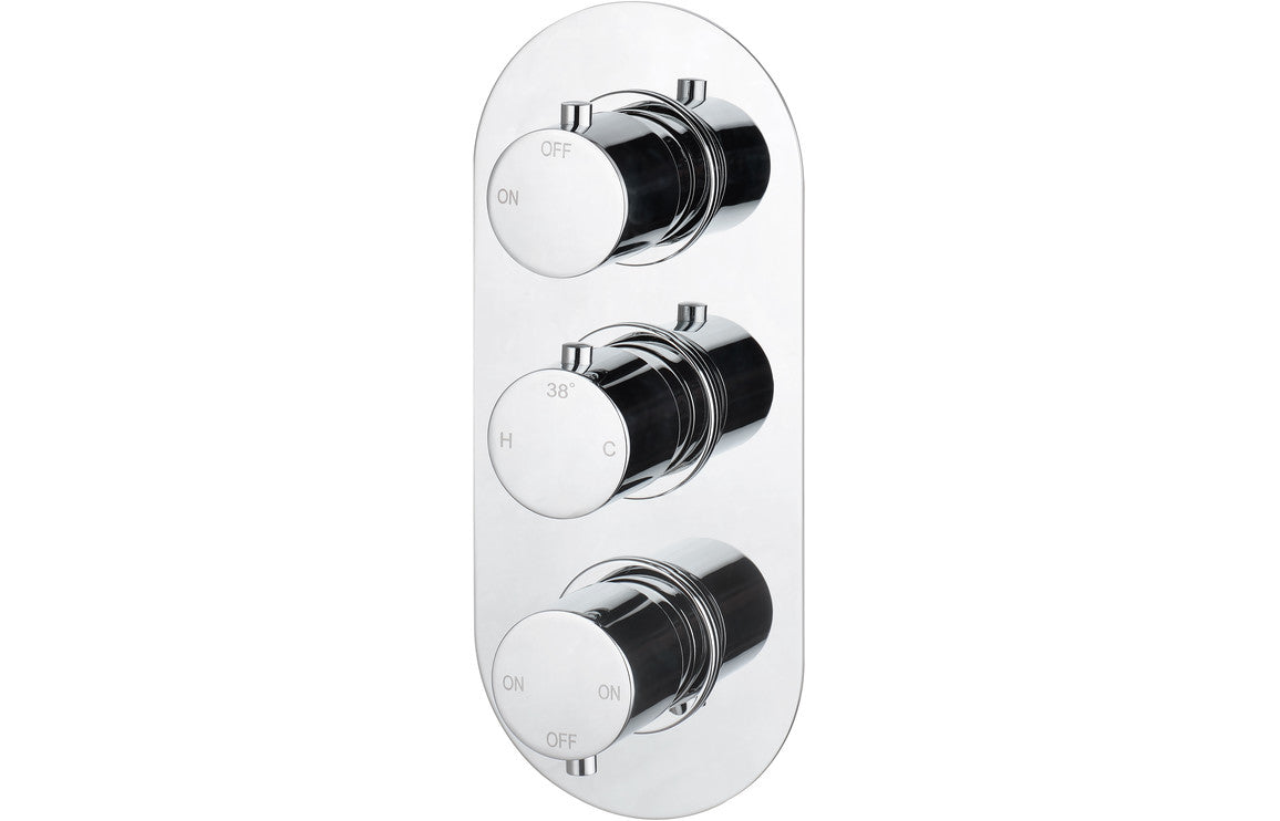 Round Thermostatic Triple Shower Valve Three Outlet Concealed  - Chrome - Prystine Salinas