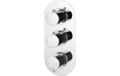 Round Thermostatic Triple Shower Valve Three Outlet Concealed  - Chrome - Prystine Salinas