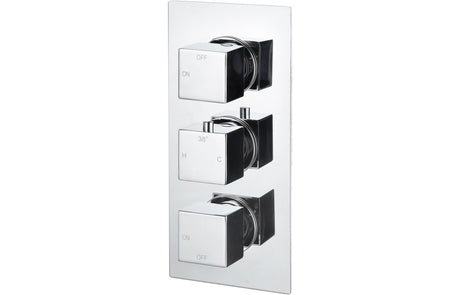 Square Thermostatic Triple Shower Valve With Two Outlets - Prystine Paterson