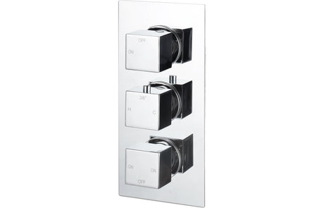 Square Thermostatic Shower Valve Three Outlets - Chrome - Prystine Paterson
