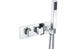 Square Thermostatic Shower Valve with Handset Two Outlet - Chrome - Prystine Springfield