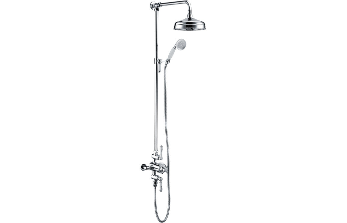 Traditional Thermostatic Shower With Fixed & Adjustable Head - Chrome - Prystine Hayward