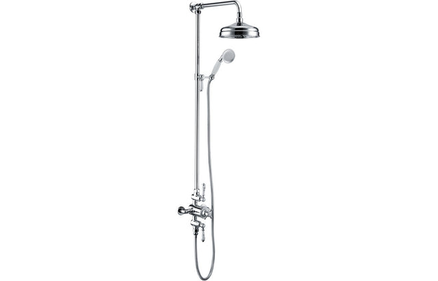 Traditional Thermostatic Shower With Fixed & Adjustable Head - Chrome - Prystine Hayward