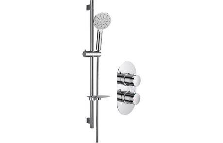 Round Thermostatic Shower Valve With Adjustable 3 Function Shower Head Concealed  - Chrome - PRIS105889