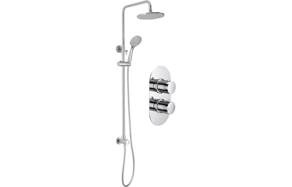 Round Thermostatic Shower With Fixed and Adjustable Head - Chrome - Prystine Salinas