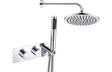 Square Thermostatic Shower Valve With Fixed Head & Handset - Chrome - Prystine Killeen
