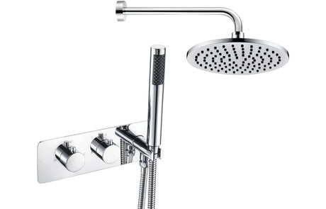 Square Thermostatic Shower Valve With Fixed Head & Handset - Chrome - Prystine Killeen