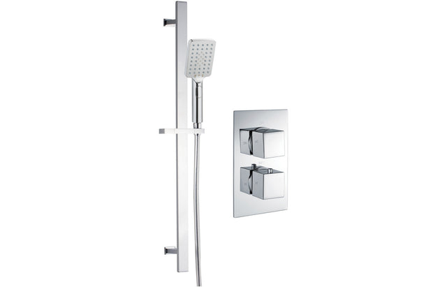 Square Thermostatic Concealed Shower Valve With Adjustable Head - Prystine Paterson