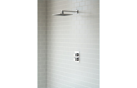 Square Thermostatic Shower Valve With Fixed Head Concealed - Chrome - Prystine Paterson 