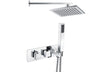 Square Thermostatic Shower Valve With Fixed Head & Handset - Chrome - Prystine Springfield