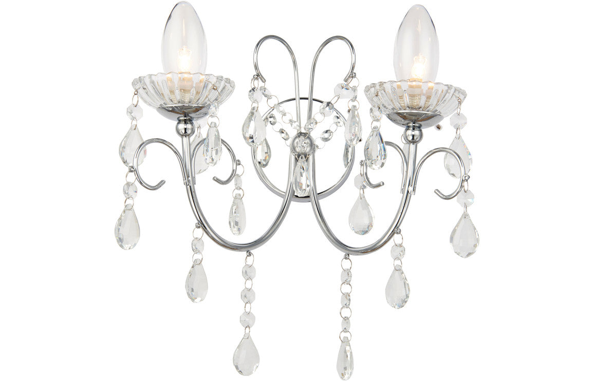 Prystine Lafayette 2 Arm Chandelier Wall Light - Chrome - PRIS106304