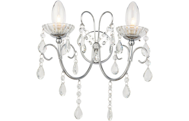 Prystine Lafayette 2 Arm Chandelier Wall Light - Chrome - PRIS106304