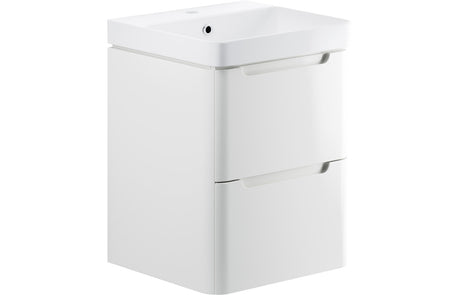 Prystine Orange 2 Drawer Wall Hung Cloakroom Basin Unit 500mm - White Gloss - PRIS96036
