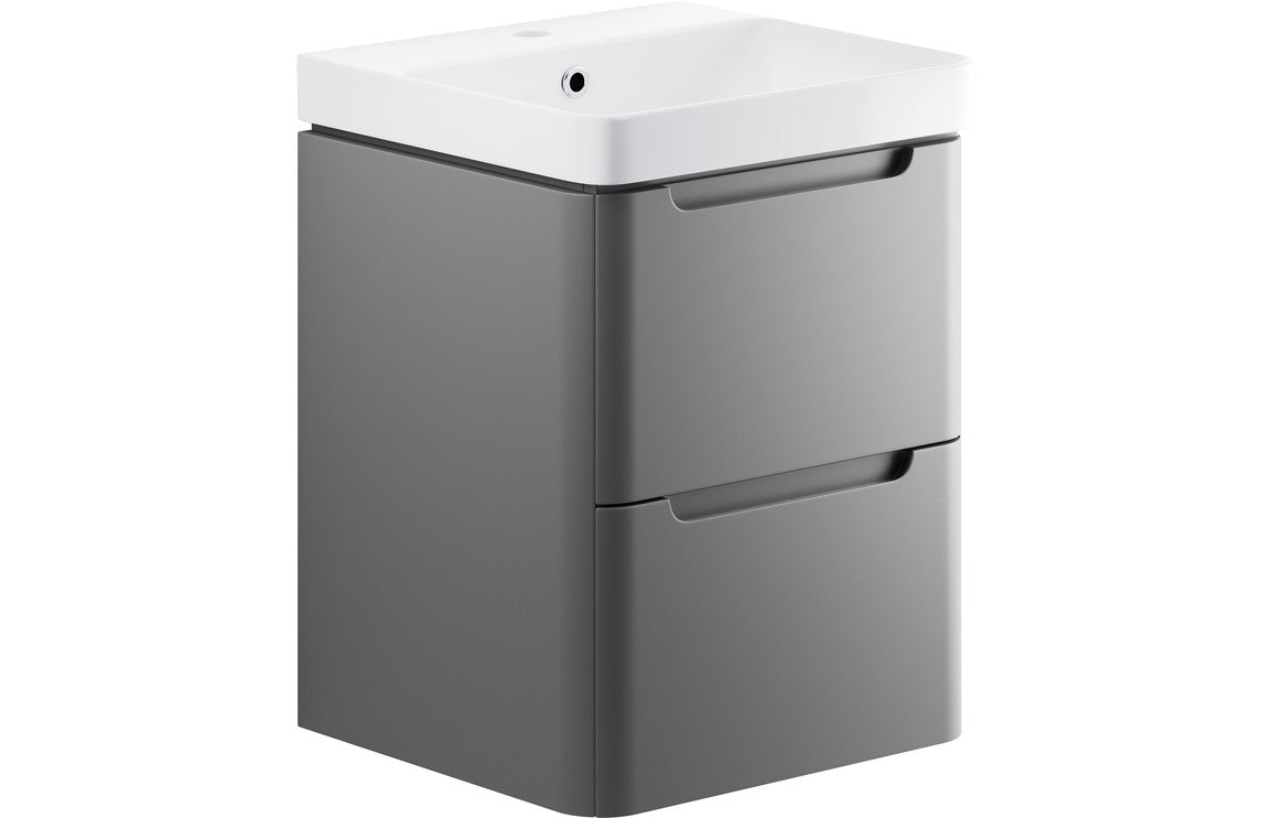 Prystine Orange 500mm 2 Drawer Wall Hung Cloakroom Basin Unit - Matt Grey - PRIS96037