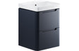 Prystine Orange 2 Drawer Wall Hung Cloakroom Basin Unit 500mm - Matt Indigo - PRIS96038
