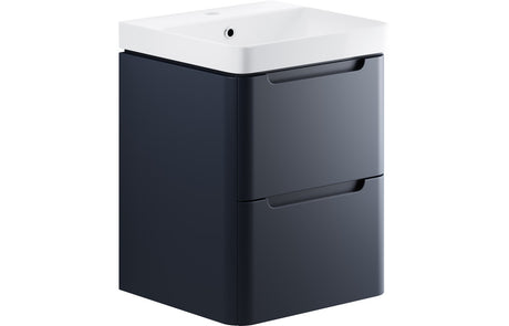 Prystine Orange 2 Drawer Wall Hung Cloakroom Basin Unit 500mm - Matt Indigo - PRIS96038