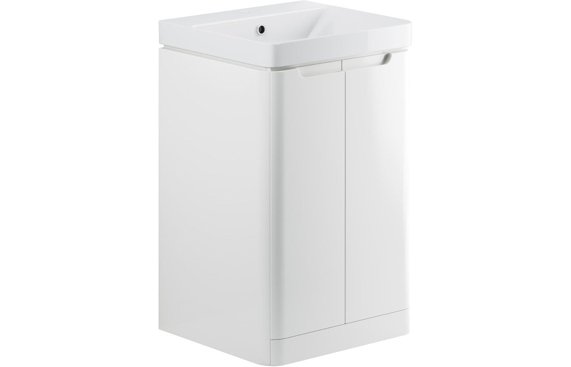Prystine Orange 2 Door Floor Standing Cloakroom Basin Unit 500mm - White Gloss - PRIS96039
