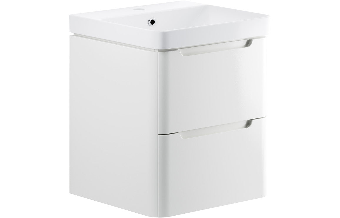 Prystine Orange 2 Drawer Wall Hung Basin Unit 600mm - White Gloss - PRIS96042