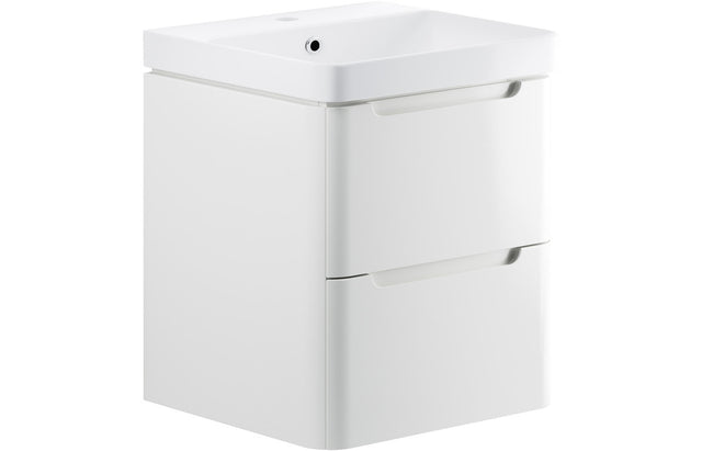Prystine Orange 2 Drawer Wall Hung Basin Unit 600mm - White Gloss - PRIS96042