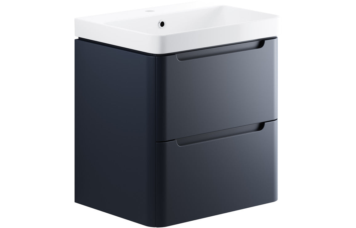 Prystine Orange 2 Drawer Wall Hung Basin Unit 600mm - Matt Indigo - PRIS96044