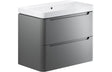 Prystine Orange 2 Drawer Wall Hung Basin Unit 800mm - Matt Grey - PRIS96049