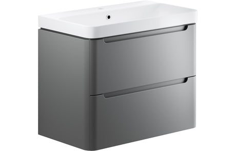 Prystine Orange 2 Drawer Wall Hung Basin Unit 800mm - Matt Grey - PRIS96049