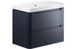 Prystine Orange 2 Drawer Wall Hung Basin Unit 800mm - Matt Indigo - PRIS96050