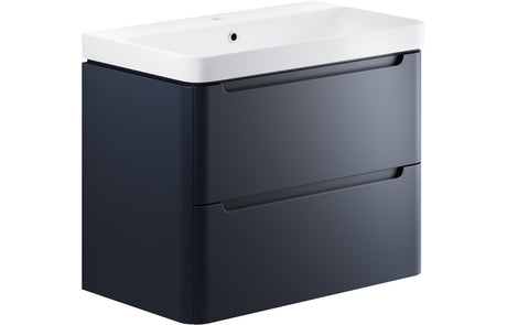 Prystine Orange 2 Drawer Wall Hung Basin Unit 800mm - Matt Indigo - PRIS96050