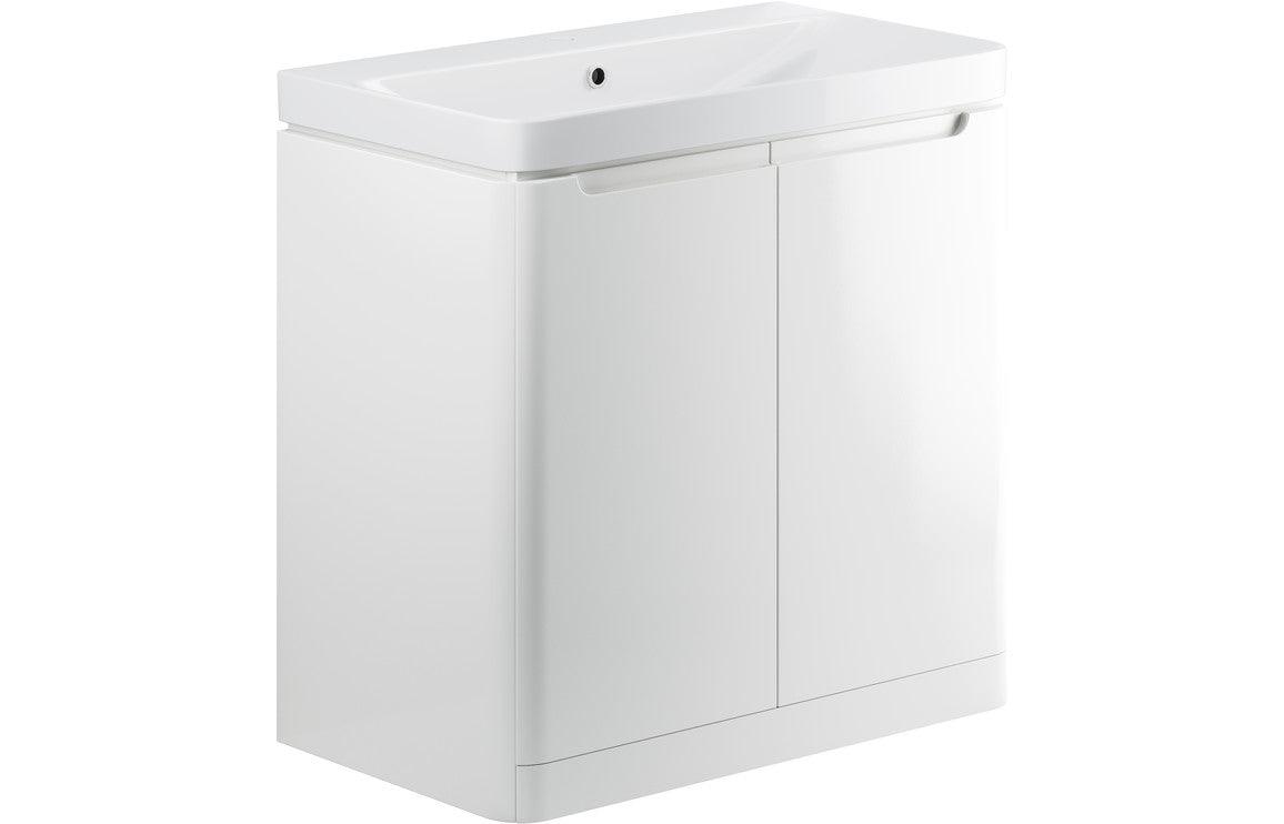 Prystine Orange 2 Door Floor Standing Basin Unit 800mm - White Gloss - PRIS96051