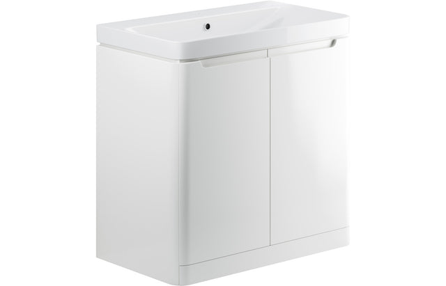 Prystine Orange 2 Door Floor Standing Basin Unit 800mm - White Gloss - PRIS96051