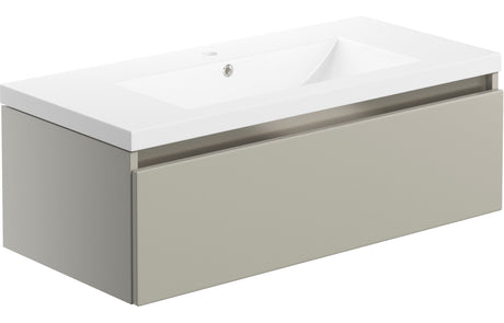 Prystine Naperville 800mm Wall Hung Vanity Unit & 1 Tap Hole Basin - 1 Drawer  - Latte - PRIS101551