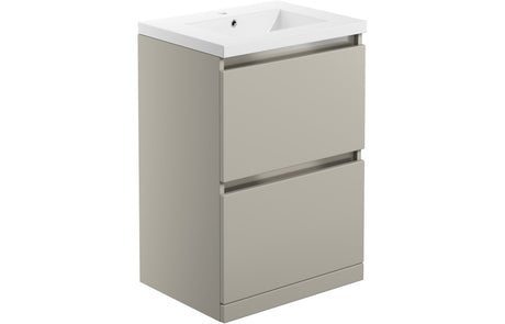 Prystine Naperville 600mm Floor Standing Basin Unit & 1 Tap Hole Basin - - Latte - PRIS101553