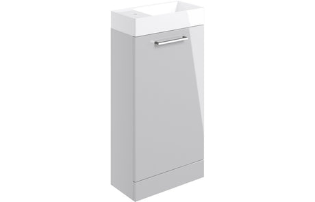 Prystine Gainesville Floor Standing 1 Door Basin Unit w/Basin 410mm - Grey Gloss - PRIS103315