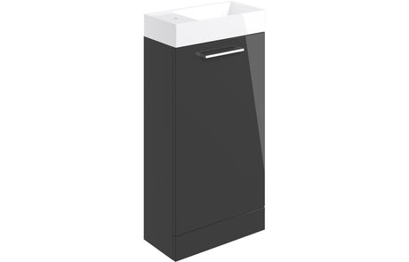 Prystine Gainesville Floor Standing 1 Door Basin Unit w/Basin 410mm - Anthracite Gloss - PRIS103316