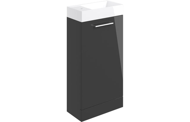 Prystine Gainesville Floor Standing 1 Door Basin Unit w/Basin 410mm - Anthracite Gloss - PRIS103316