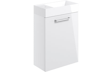 Prystine Gainesville Wall Hung 1 Door Basin Unit w/Basin 410mm - White Gloss - PRIS103317