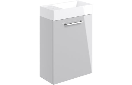 Prystine Gainesville Wall Hung 1 Door Basin Unit w/Basin 410mm - Grey Gloss - PRIS103318