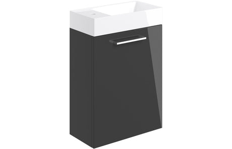 Prystine Gainesville Wall Hung 1 Door Basin Unit w/Basin 410mm - Anthracite Gloss - PRIS103319