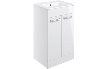 Prystine Gainesville Floor Standing 2 Door Basin Unit w/Basin 510mm - White Gloss - PRIS103320