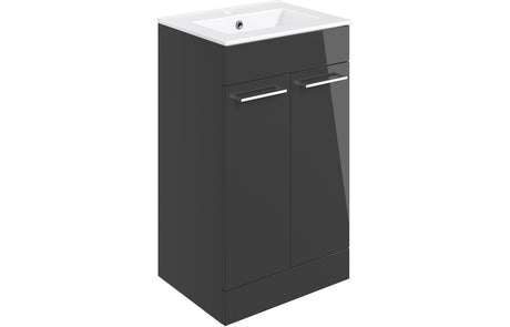 Prystine Gainesville Floor Standing 2 Door Basin Unit w/Basin 510mm - Anthracite Gloss - PRIS103322