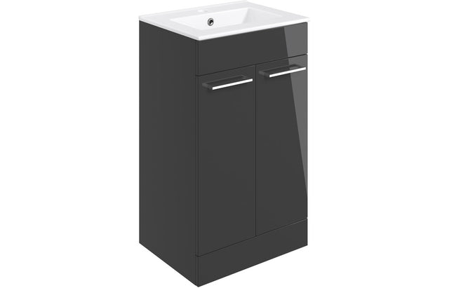 Prystine Gainesville Floor Standing 2 Door Basin Unit w/Basin 510mm - Anthracite Gloss - PRIS103322
