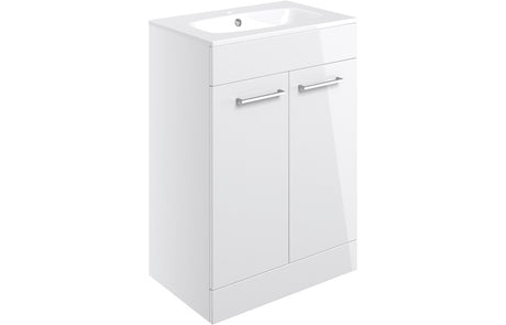 Prystine Gainesville Floor Standing 2 Door Basin Unit w/Basin 610mm - White Gloss - PRIS103326