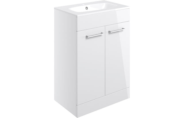 Prystine Gainesville Floor Standing 2 Door Basin Unit w/Basin 610mm - White Gloss - PRIS103326