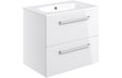 Prystine Gainesville Wall Hung 2 Drawer Basin Unit w/Basin 610mm - White Gloss - PRIS103329