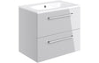 Prystine Gainesville Wall Hung 2 Drawer Basin Unit w/Basin 610mm - Grey Gloss - PRIS103330