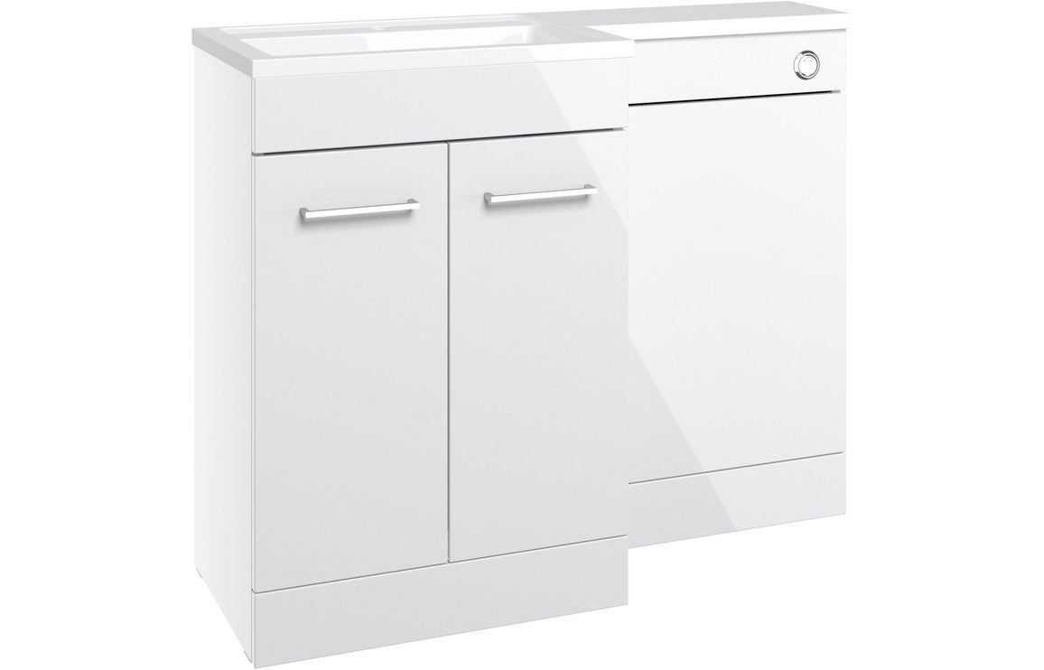 Prystine Waco Floor Standing LH L-Shape Pack w/Basin 1100mm - White Gloss - PRIS103333