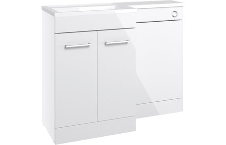 Prystine Waco Floor Standing LH L-Shape Pack w/Basin 1100mm - White Gloss - PRIS103333