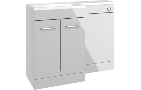 Prystine Waco Floor Standing LH L-Shape Pack w/Basin 1100mm - Grey Gloss - PRIS103336