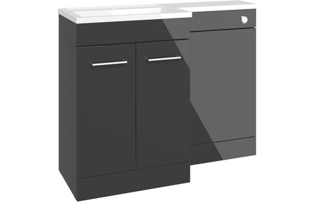 Prystine Waco Floor Standing LH L-Shape Pack w/Basin 1100mm - Anthracite Gloss - PRIS103339